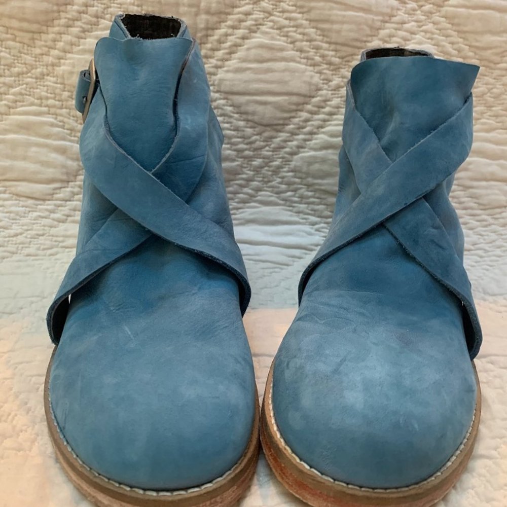 Free People Suede Blue Booties